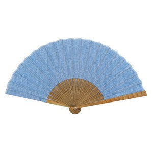 Sensu Dungaree Cotton Linen Fan 23cm Blue