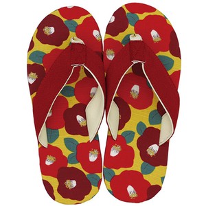 Japanese Pattern Sandals Women's Tsubaki/Yellow M