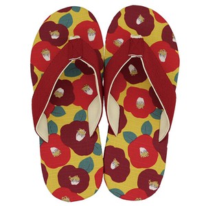 Japanese Pattern Sandals Women's Tsubaki/Yellow L