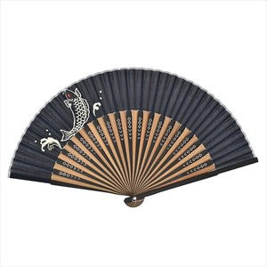 Sensu Cotton Loan Monotone Print Fan 22.5cm Koi Navy