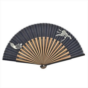 Sensu Cotton Loan Monotone Print Fan 22.5cm Tsurugame Navy