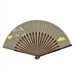 Sensu Cotton Loan Monotone Print Fan 22.5cm Cloud Frog Khaki
