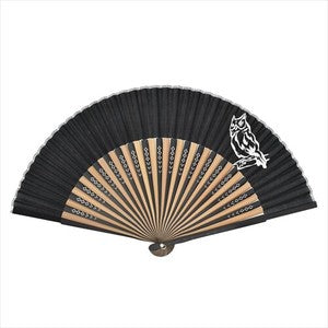 Sensu Cotton Loan Monotone Print Fan 22.5cm Owl Black