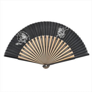 Sensu Cotton Loan Monotone Print Fan 22.5cm Fujin & Raijin Black